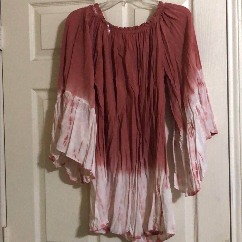 Rose and White Two Toned Boutique Tunic Top
